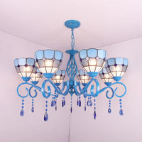 6/8 Lights Blue Pendant Lighting Nautical Tiffany Chandelier - Rebooters