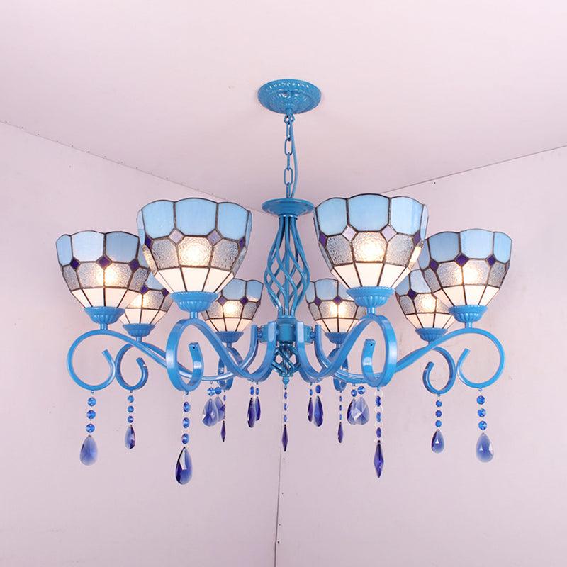 6/8 Lights Blue Pendant Lighting Nautical Tiffany Chandelier - Rebooters