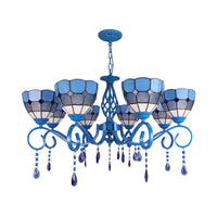 6/8 Lights Blue Pendant Lighting Nautical Tiffany Chandelier - Rebooters