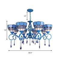 6/8 Lights Blue Pendant Lighting Nautical Tiffany Chandelier - Rebooters