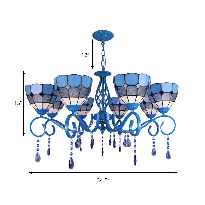 6/8 Lights Blue Pendant Lighting Nautical Tiffany Chandelier - Rebooters