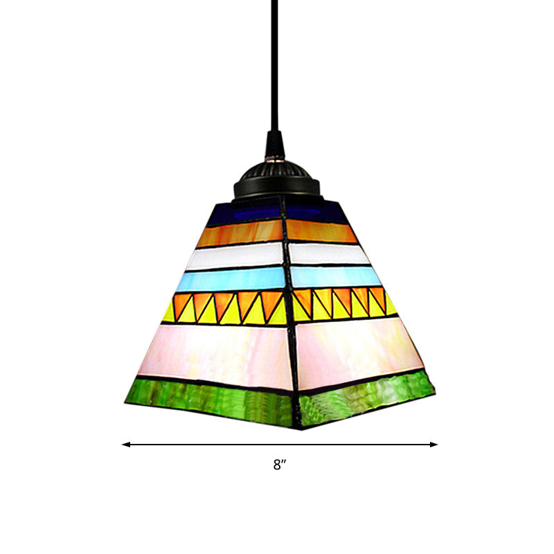 Yellow Pink Pyramid Hanging Pendant Light Tiffany Fixture - Rebooters