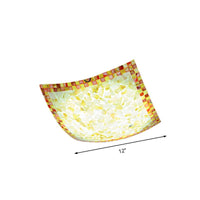Beige White Light Gray Shell Curved Square Ceiling Mount Light Tiffany Mosaic LED Lamp for Corridor - Rebooters