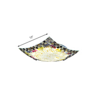 Beige White Light Gray Shell Curved Square Ceiling Mount Light Tiffany Mosaic LED Lamp for Corridor - Rebooters