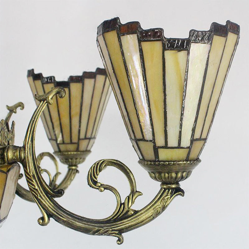 Villa Shuttlecock Chandelier with Central Dome Art Glass - Rebooters