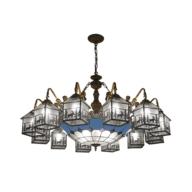 Traditional Hanging House Chandelier with Mermaid Glass Light - Rebooters