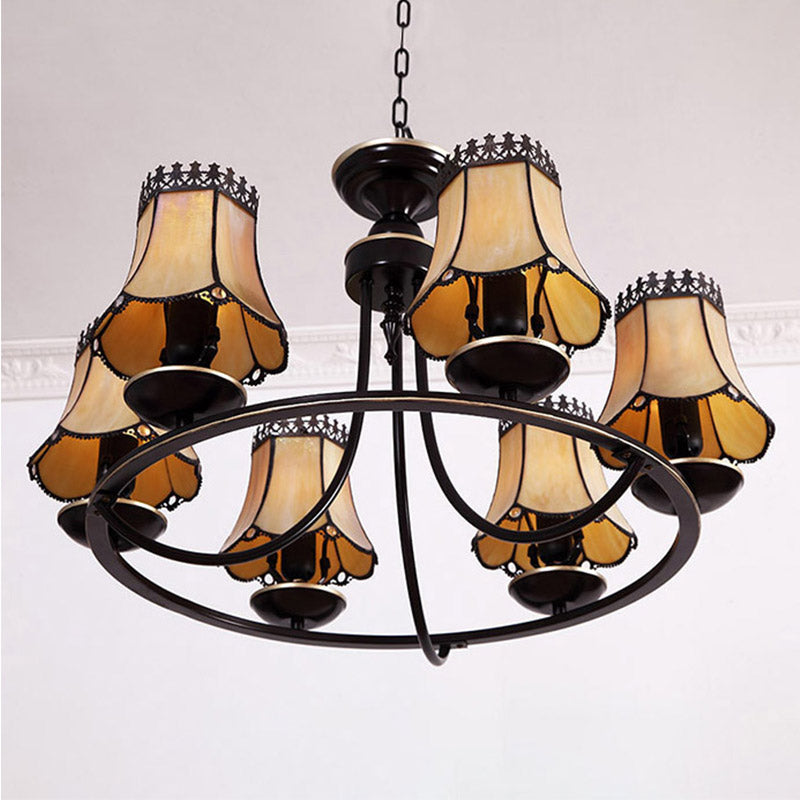 Vintage Style Ring Pendant Light with Tapered Shade Glass - Rebooters