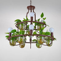 1/2-Tier Metal Chandelier Light Industrial 4/7/10 Bulbs Coffee - Rebooters