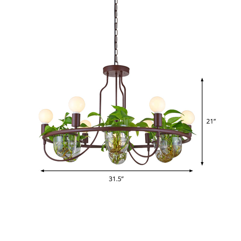 1/2-Tier Metal Chandelier Light Industrial 4/7/10 Bulbs Coffee - Rebooters