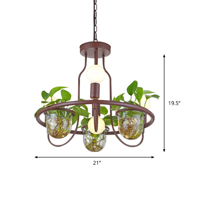 1/2-Tier Metal Chandelier Light Industrial 4/7/10 Bulbs Coffee - Rebooters