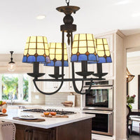 4/6/8 Heads Glass Lattice Bucket Chandelier Tiffany Antique Light - Rebooters