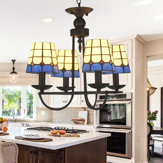 4/6/8 Heads Glass Lattice Bucket Chandelier Tiffany Antique Light - Rebooters