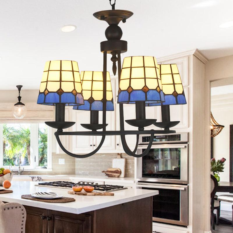 4/6/8 Heads Glass Lattice Bucket Chandelier Tiffany Antique Light - Rebooters