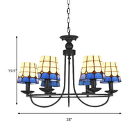 4/6/8 Heads Glass Lattice Bucket Chandelier Tiffany Antique Light - Rebooters