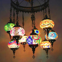 10-Light Oval Chandelier Lamp Bohemia Style Stained Glass - Rebooters