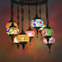 10-Light Oval Chandelier Lamp Bohemia Style Stained Glass - Rebooters