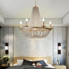 Crystal Beaded Hanging Chandelier 6 Lights Gold Pendant - Rebooters