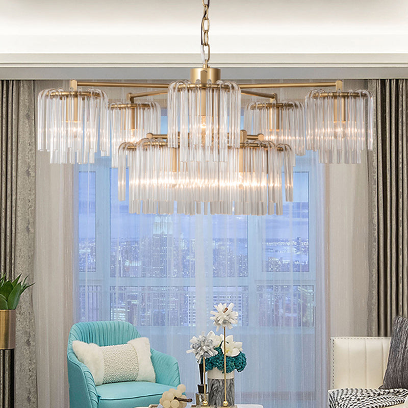 Crystal Circular Chandelier Pendant Light Rustic 6/7/10 Lights Gold - Rebooters
