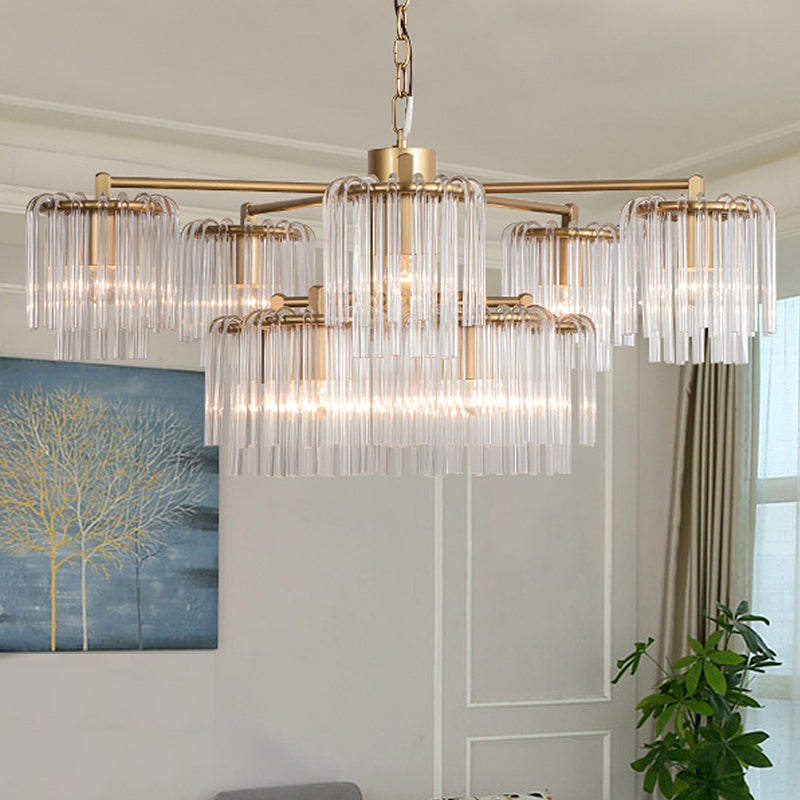 Crystal Circular Chandelier Pendant Light Rustic 6/7/10 Lights Gold - Rebooters