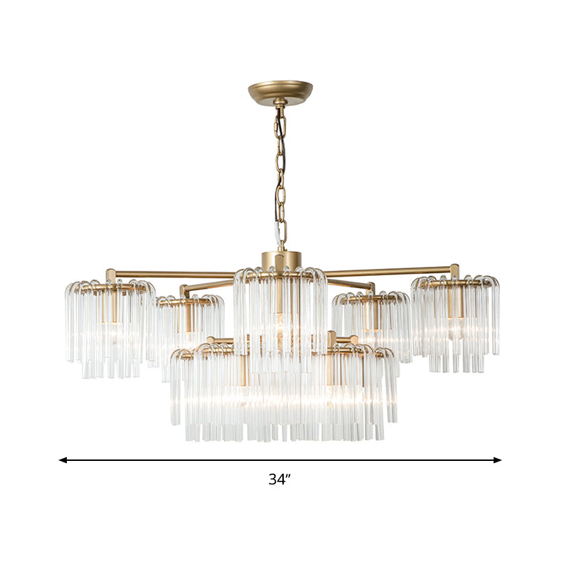 Crystal Circular Chandelier Pendant Light Rustic 6/7/10 Lights Gold - Rebooters