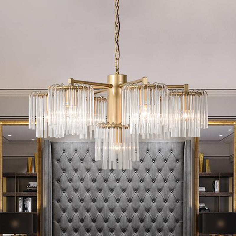 Crystal Circular Chandelier Pendant Light Rustic 6/7/10 Lights Gold - Rebooters
