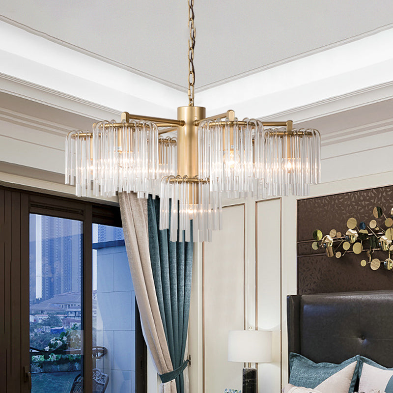 Crystal Circular Chandelier Pendant Light Rustic 6/7/10 Lights Gold - Rebooters