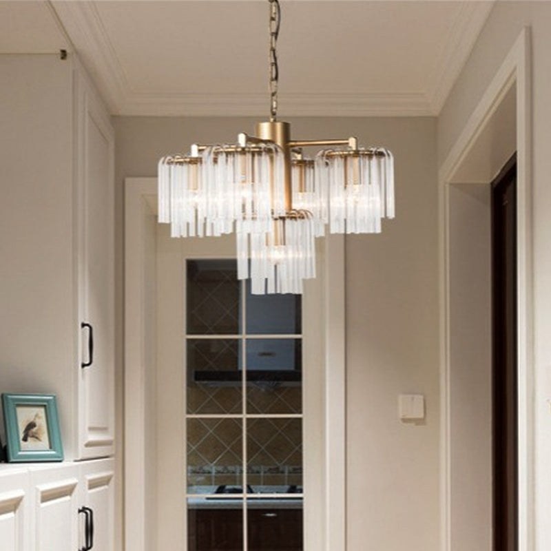 Crystal Circular Chandelier Pendant Light Rustic 6/7/10 Lights Gold - Rebooters
