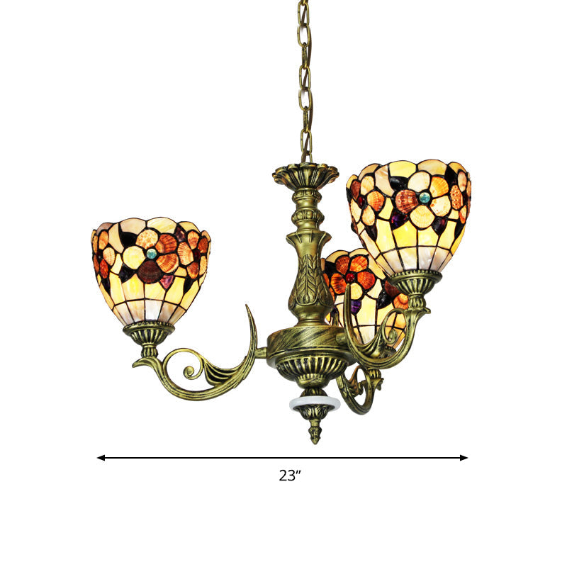 9/11 Lights Bedroom Ceiling Chandelier Tiffany Beige Flower - Rebooters