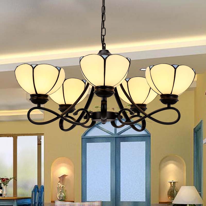 3/5 Lights Scalloped Cone Hanging Chandelier Baroque Lighting - Rebooters