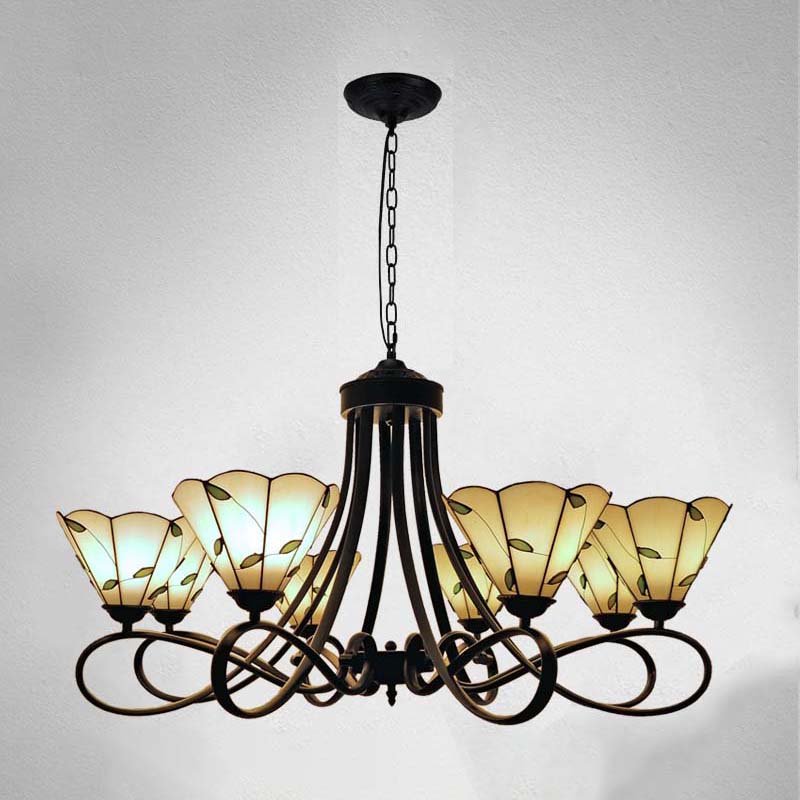 3/5 Lights Scalloped Cone Hanging Chandelier Baroque Lighting - Rebooters