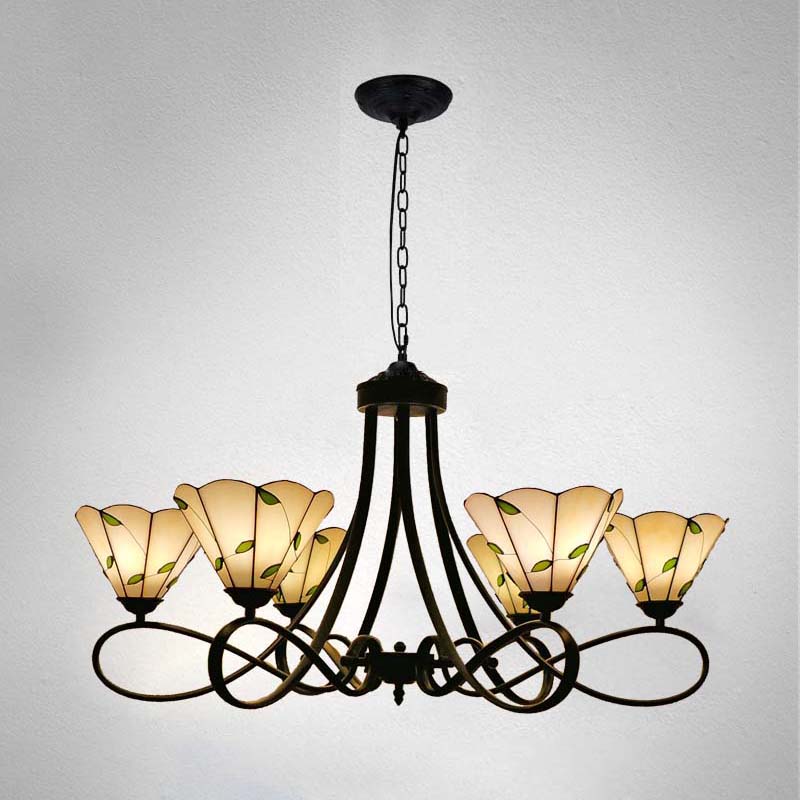 3/5 Lights Scalloped Cone Hanging Chandelier Baroque Lighting - Rebooters