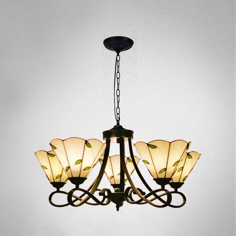 3/5 Lights Scalloped Cone Hanging Chandelier Baroque Lighting - Rebooters