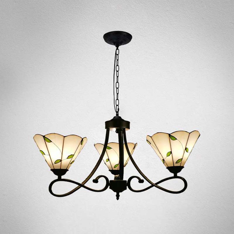 3/5 Lights Scalloped Cone Hanging Chandelier Baroque Lighting - Rebooters