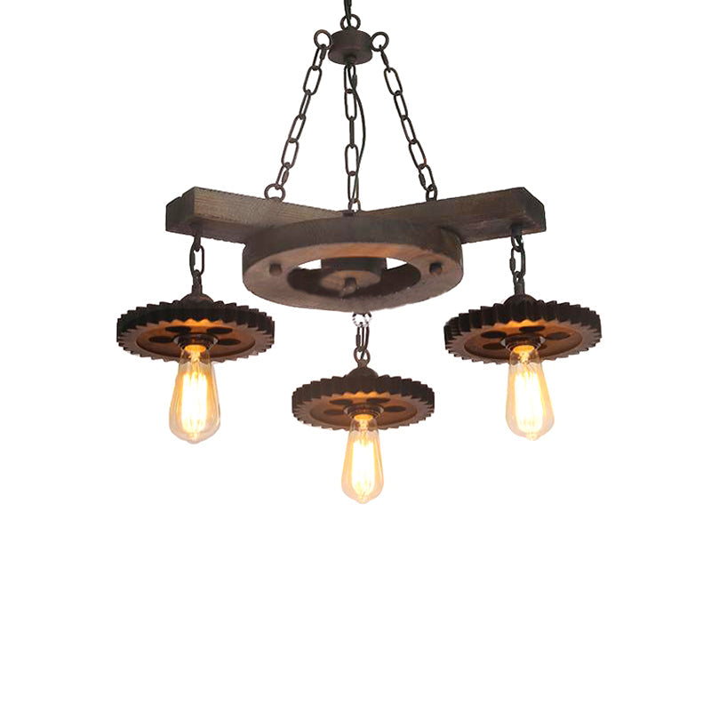 Metal Black Ceiling Chandelier Gear 3/7 Lights Industrial Down Lighting - Rebooters