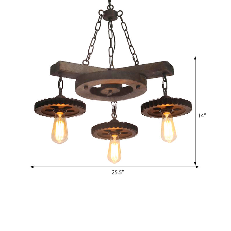 Metal Black Ceiling Chandelier Gear 3/7 Lights Industrial Down Lighting - Rebooters