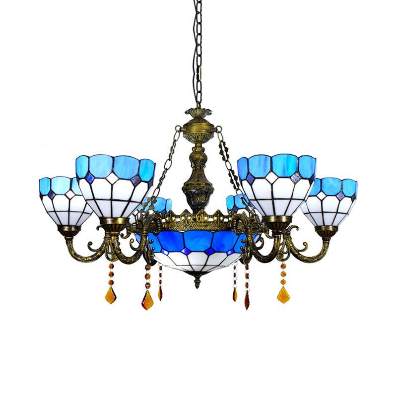 Art Glass Domed Chandelier with Agate Multi-Head Tiffany Light - Rebooters