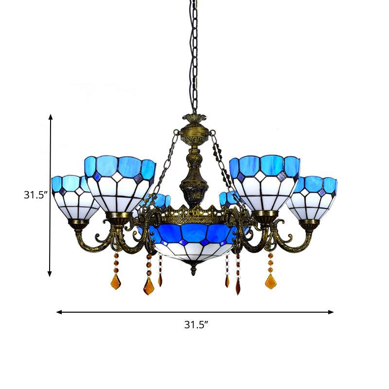 Art Glass Domed Chandelier with Agate Multi-Head Tiffany Light - Rebooters