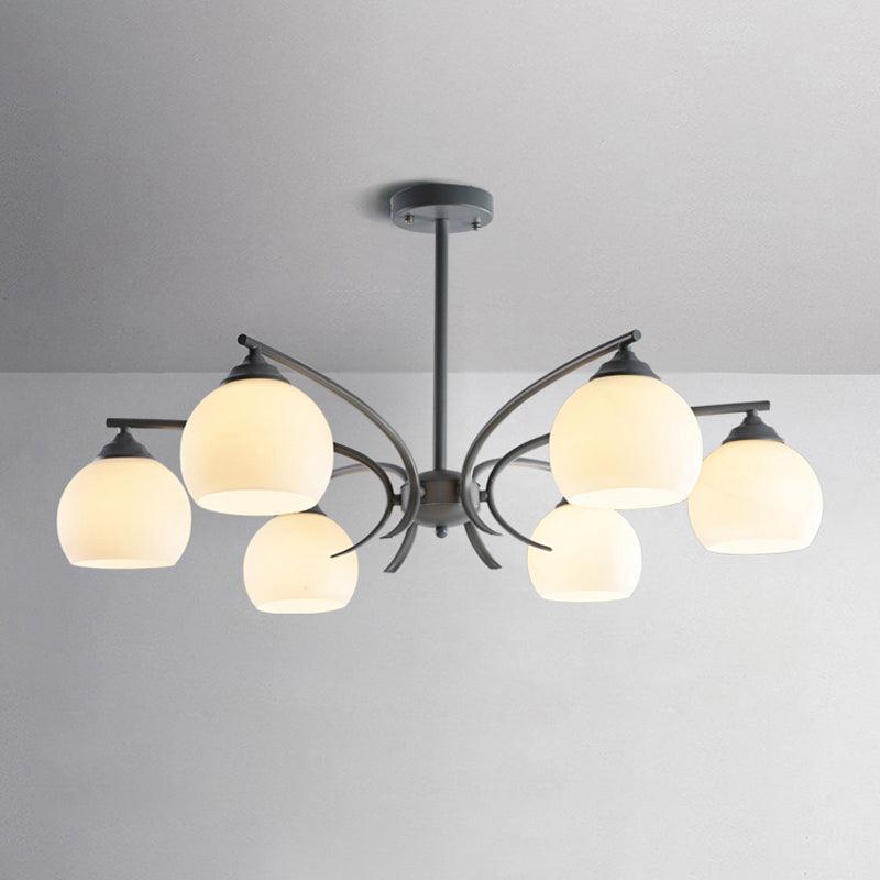 Sphere Shade Living Room Chandelier Opal Glass 6/8 Lights Macaron Lamp - Rebooters