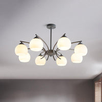 Sphere Shade Living Room Chandelier Opal Glass 6/8 Lights Macaron Lamp - Rebooters