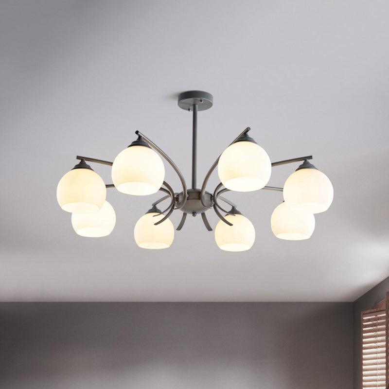Sphere Shade Living Room Chandelier Opal Glass 6/8 Lights Macaron Lamp - Rebooters