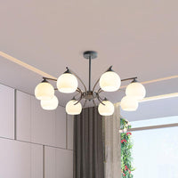 Sphere Shade Living Room Chandelier Opal Glass 6/8 Lights Macaron Lamp - Rebooters