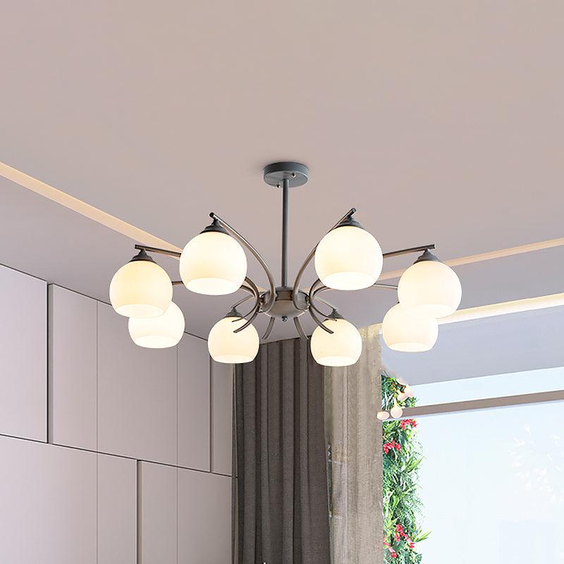 Sphere Shade Living Room Chandelier Opal Glass 6/8 Lights Macaron Lamp - Rebooters