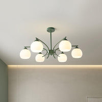 Sphere Shade Living Room Chandelier Opal Glass 6/8 Lights Macaron Lamp - Rebooters