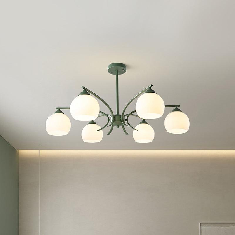 Sphere Shade Living Room Chandelier Opal Glass 6/8 Lights Macaron Lamp - Rebooters