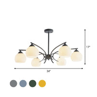 Sphere Shade Living Room Chandelier Opal Glass 6/8 Lights Macaron Lamp - Rebooters