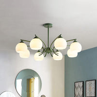 Sphere Shade Living Room Chandelier Opal Glass 6/8 Lights Macaron Lamp - Rebooters