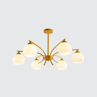 Sphere Shade Living Room Chandelier Opal Glass 6/8 Lights Macaron Lamp - Rebooters