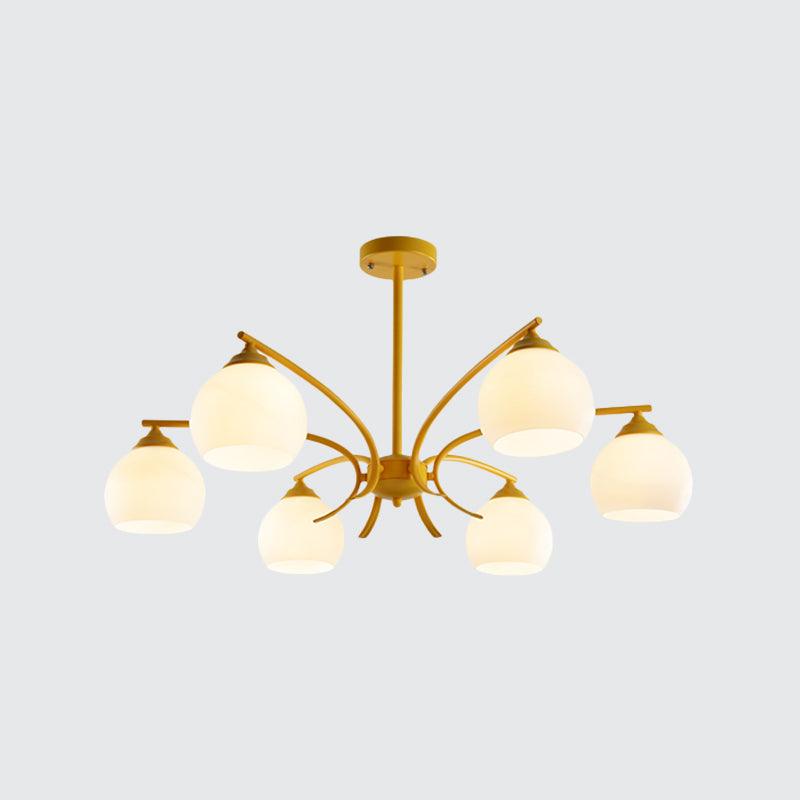 Sphere Shade Living Room Chandelier Opal Glass 6/8 Lights Macaron Lamp - Rebooters
