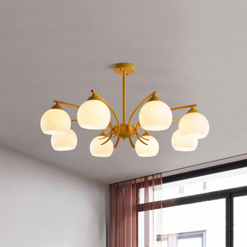 Sphere Shade Living Room Chandelier Opal Glass 6/8 Lights Macaron Lamp - Rebooters