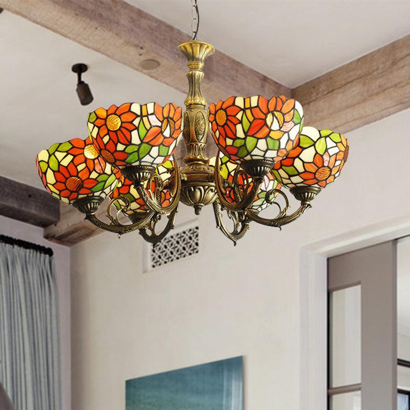 3/5/6 Lights Sunflower Kitchen Hanging Light Stained Glass - Rebooters
